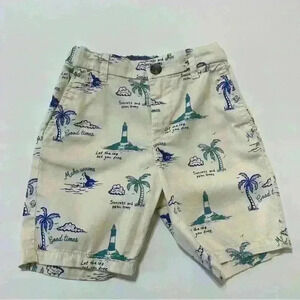 H&M tropical Sunsets and palm trees shorts toddler 4T 100% cotton